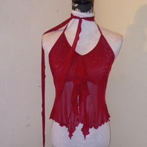 Avidlove Women's Elegant Red Mesh Blouse